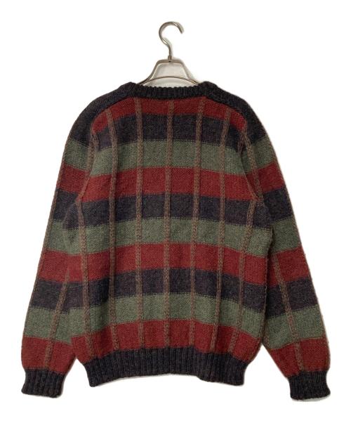 FALCARRAGH（ファルカラ）FALCARRAGH (ファルカラ) チェックウールクルーネックニット アイルランド製 マルチカラー サイズ:Lの古着・服飾アイテム