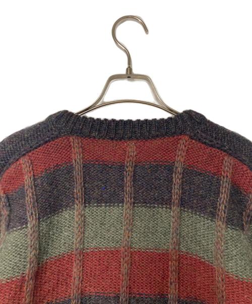 FALCARRAGH（ファルカラ）FALCARRAGH (ファルカラ) チェックウールクルーネックニット アイルランド製 マルチカラー サイズ:Lの古着・服飾アイテム