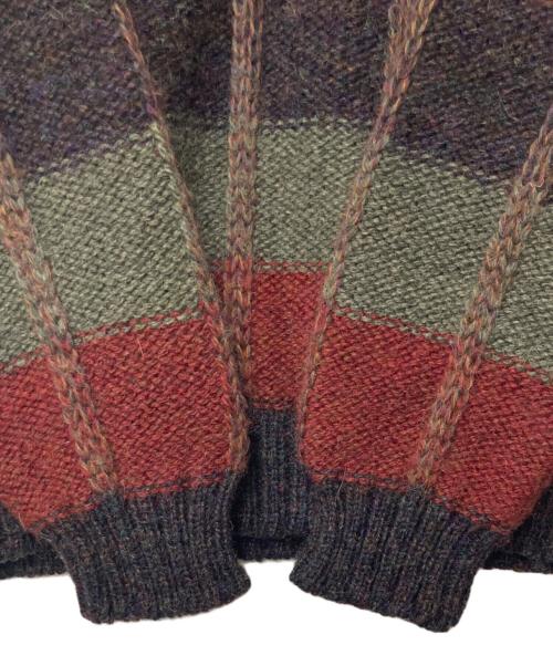 FALCARRAGH（ファルカラ）FALCARRAGH (ファルカラ) チェックウールクルーネックニット アイルランド製 マルチカラー サイズ:Lの古着・服飾アイテム