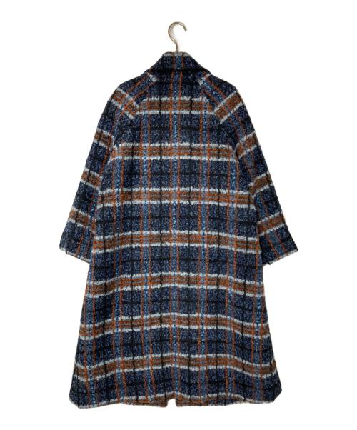 TABASA（タバサ）TABASA (タバサ) チェックノーカラーコート ネイビー サイズ:表記なしの古着・服飾アイテム