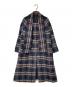 TABASA（タバサ）の古着「チェックノーカラーコート」｜ネイビー