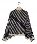 IENAイエナ）の古着「スカーフプリントポンチョシャツ」｜ネイビー×アイボリー