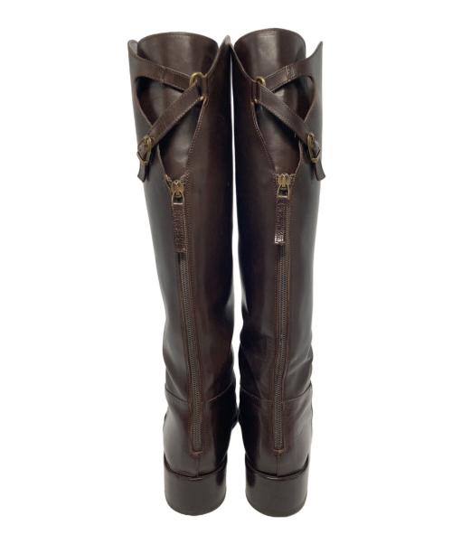 SARTORE（サルトル）SARTORE (サルトル) クロスストラップバックジップロングブーツ ブラウン サイズ:37 1/2の古着・服飾アイテム