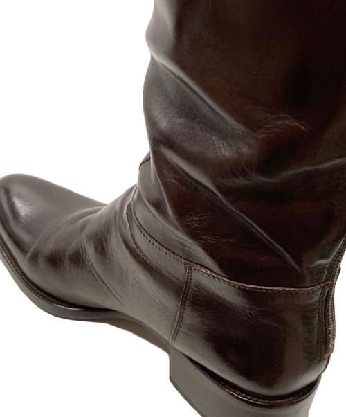 SARTORE（サルトル）SARTORE (サルトル) クロスストラップバックジップロングブーツ ブラウン サイズ:37 1/2の古着・服飾アイテム