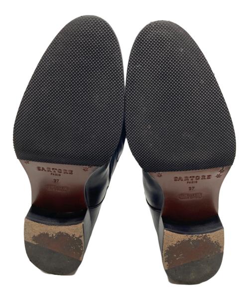 SARTORE（サルトル）SARTORE (サルトル) クロスストラップバックジップロングブーツ ブラック サイズ:37の古着・服飾アイテム