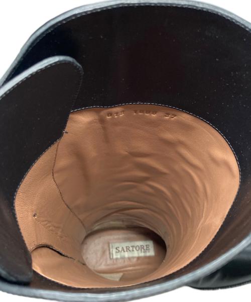 SARTORE（サルトル）SARTORE (サルトル) クロスストラップバックジップロングブーツ ブラック サイズ:37の古着・服飾アイテム