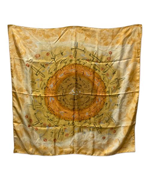 LOUIS VUITTON（ルイ ヴィトン）LOUIS VUITTON (ルイ ヴィトン) 総柄シルクスカーフ イエローの古着・服飾アイテム