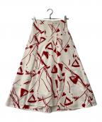 allurevilleアルアバイル）の古着「スプラッシュラインプリントマチフレアスカート」｜レッド×ホワイト