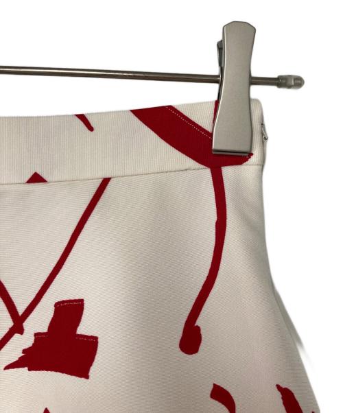 allureville（アルアバイル）allureville (アルアバイル) スプラッシュラインプリントマチフレアスカート レッド×ホワイト サイズ:1の古着・服飾アイテム