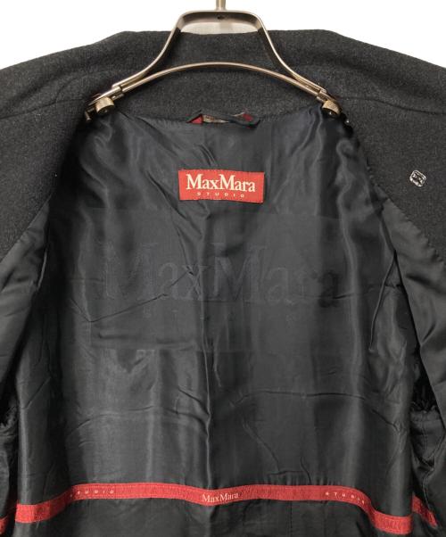 Max Mara Studio（マックスマーラ ストゥディオ）MAX MARA STUDIO (マックスマーラ ストゥディオ) シルクアンゴラ混ダブルチェスターコート ダークグレー サイズ:J 40の古着・服飾アイテム