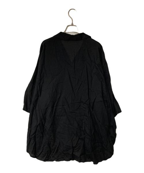 mizuiro-ind（ミズイロインド）mizuiro-ind (ミズイロインド) オーバーリネン混シャツ ブラック サイズ:Freeの古着・服飾アイテム