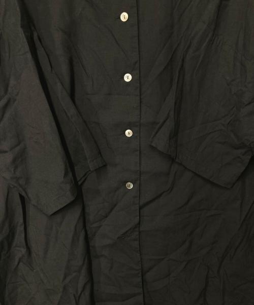 mizuiro-ind（ミズイロインド）mizuiro-ind (ミズイロインド) オーバーリネン混シャツ ブラック サイズ:Freeの古着・服飾アイテム