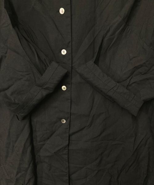mizuiro-ind（ミズイロインド）mizuiro-ind (ミズイロインド) オーバーリネン混シャツ ブラック サイズ:Freeの古着・服飾アイテム