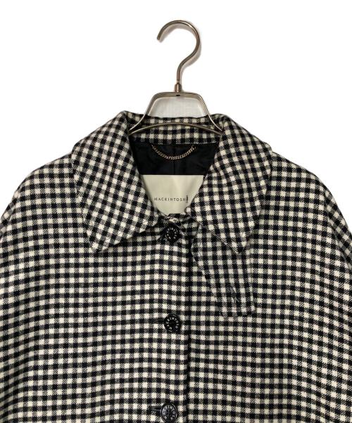 MACKINTOSH（マッキントッシュ）MACKINTOSH (マッキントッシュ) HUMBIE チェックステンカラーコート ブラック×ホワイト サイズ:6の古着・服飾アイテム