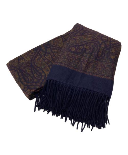 LORO PIANA（ロロピアーナ）LORO PIANA (ロロピアーナ) ペイズリー柄 カシミヤ フリンジマフラー ネイビーの古着・服飾アイテム