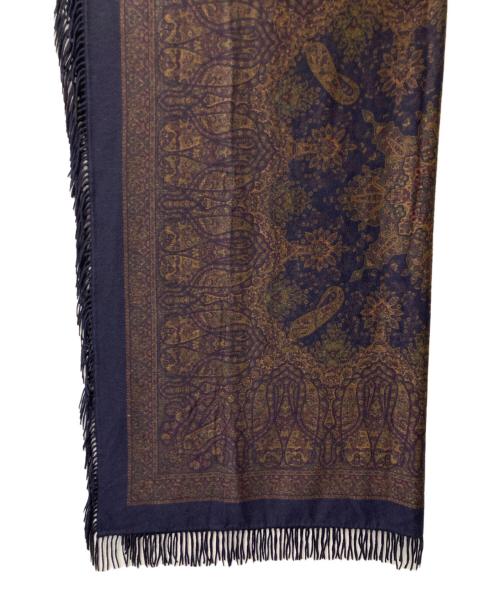 LORO PIANA（ロロピアーナ）LORO PIANA (ロロピアーナ) ペイズリー柄 カシミヤ フリンジマフラー ネイビーの古着・服飾アイテム