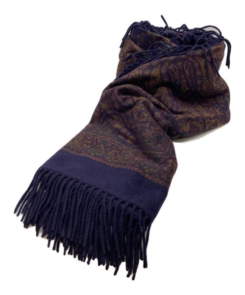 LORO PIANA（ロロピアーナ）LORO PIANA (ロロピアーナ) ペイズリー柄 カシミヤ フリンジマフラー ネイビーの古着・服飾アイテム