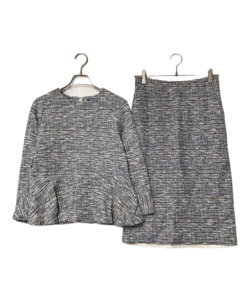SHIPS（シップス）SHIPS (シップス) ツイードブラウススカートセットアップ ネイビー×ホワイト サイズ:Mの古着・服飾アイテム