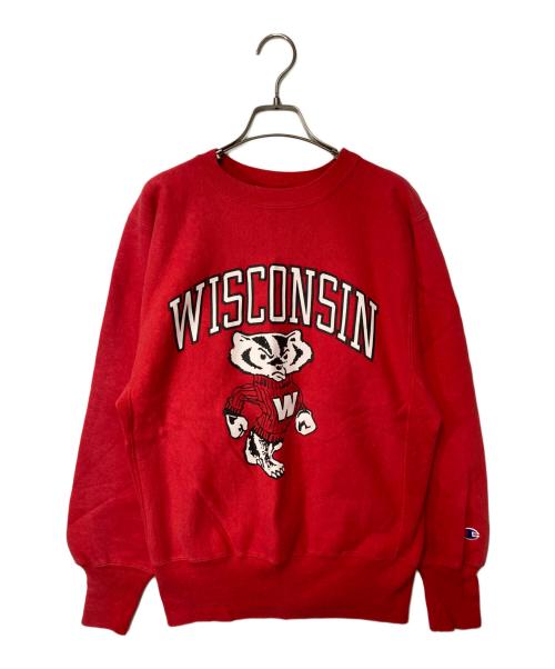 Champion REVERSE WEAVE（チャンピオン リバース ウィーブ）Champion REVERSE WEAVE (チャンピオン リバース ウィーブ) 90's WISCONSIN USA製 バッキー・バジャー/Bucky Badger スウェット レッド サイズ:Ｍの古着・服飾アイテム