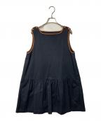rosy monsterロージーモンスター）の古着「バレリーナパイピングワンピース」｜ネイビー×ブラウン