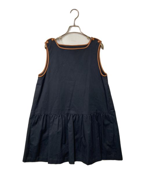 rosy monster（ロージーモンスター）rosy monster (ロージーモンスター) バレリーナパイピングワンピース ネイビー×ブラウン サイズ:Fの古着・服飾アイテム