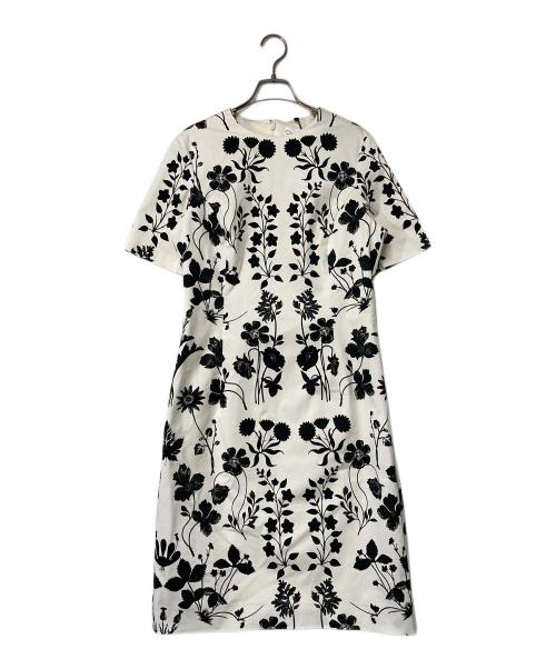 OSCAR DE LA RENTA（オスカーデラレンタ）OSCAR DE LA RENTA (オスカーデラレンタ) 花柄ワンピース ホワイト×ブラック サイズ:8の古着・服飾アイテム