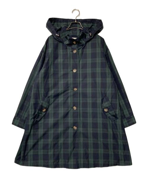 Leilian（レリアン）Leilian (レリアン) ライナー付きフーデットコート グリーン×ネイビー サイズ:13の古着・服飾アイテム