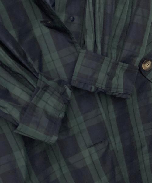 Leilian（レリアン）Leilian (レリアン) ライナー付きフーデットコート グリーン×ネイビー サイズ:13の古着・服飾アイテム