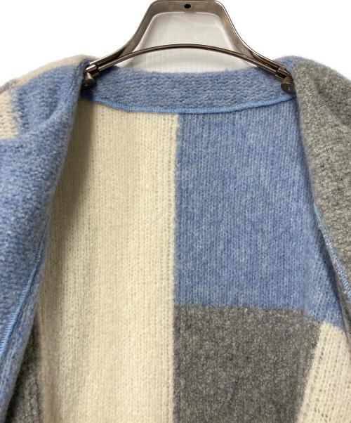 Leilian（レリアン）LEILIAN (レリアン) カラーブロックニットコート ブルー×グレー×アイボリー サイズ:13の古着・服飾アイテム