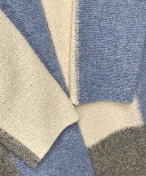 Leilian（レリアン）LEILIAN (レリアン) カラーブロックニットコート ブルー×グレー×アイボリー サイズ:13の古着・服飾アイテム