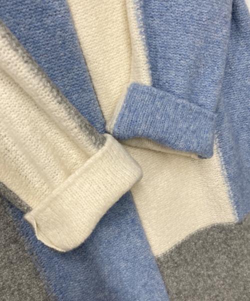 Leilian（レリアン）LEILIAN (レリアン) カラーブロックニットコート ブルー×グレー×アイボリー サイズ:13の古着・服飾アイテム