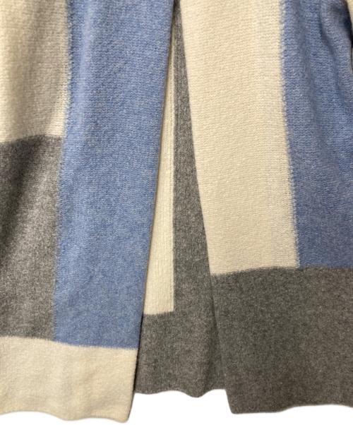 Leilian（レリアン）LEILIAN (レリアン) カラーブロックニットコート ブルー×グレー×アイボリー サイズ:13の古着・服飾アイテム
