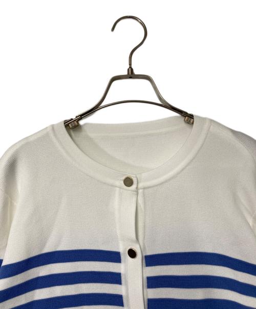 Leilian（レリアン）Leilian (レリアン) ボーダー柄カーディガン ホワイト×ブルー サイズ:13の古着・服飾アイテム
