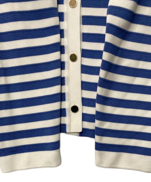 Leilian（レリアン）Leilian (レリアン) ボーダー柄カーディガン ホワイト×ブルー サイズ:13の古着・服飾アイテム
