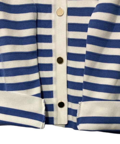 Leilian（レリアン）Leilian (レリアン) ボーダー柄カーディガン ホワイト×ブルー サイズ:13の古着・服飾アイテム