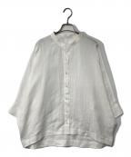 Leilianレリアン）の古着「リネン バンドカラーブラウス」｜ホワイト