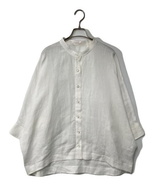 Leilian（レリアン）LEILIAN (レリアン) リネン バンドカラーブラウス ホワイト サイズ:13の古着・服飾アイテム