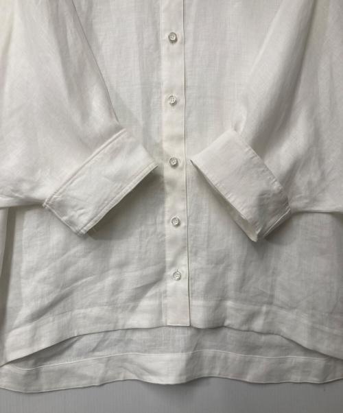 Leilian（レリアン）LEILIAN (レリアン) リネン バンドカラーブラウス ホワイト サイズ:13の古着・服飾アイテム