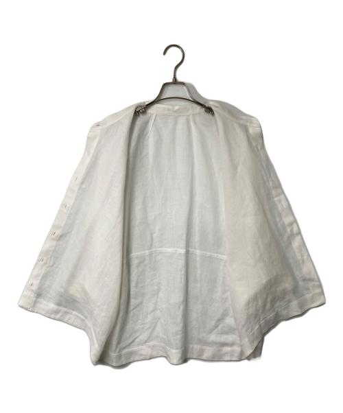 Leilian（レリアン）LEILIAN (レリアン) リネン バンドカラーブラウス ホワイト サイズ:13の古着・服飾アイテム