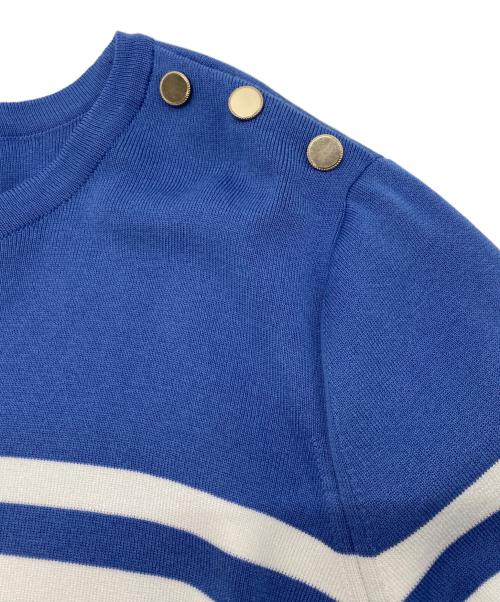 Leilian（レリアン）LEILIAN (レリアン) プルオーバーニット ブルー×ホワイト サイズ:13の古着・服飾アイテム