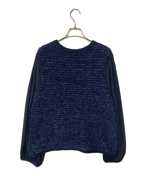 Leilian（レリアン）LEILIAN (レリアン) 異素材コンビプルオーバー ネイビー サイズ:13の古着・服飾アイテム