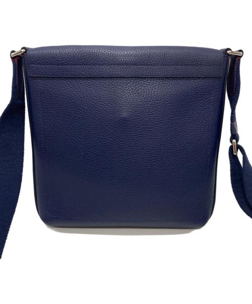 LOEWE（ロエベ）LOEWE (ロエベ) アナグラム レザー フラップ ショルダーバッグ ネイビー×レッドの古着・服飾アイテム