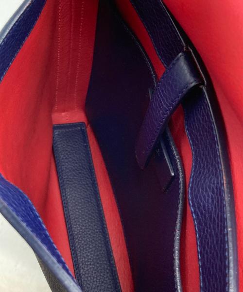 LOEWE（ロエベ）LOEWE (ロエベ) アナグラム レザー フラップ ショルダーバッグ ネイビー×レッドの古着・服飾アイテム