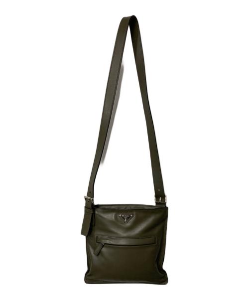 PRADA（プラダ）PRADA (プラダ) ロゴプレート カーフレザーショルダーバッグ カーキの古着・服飾アイテム