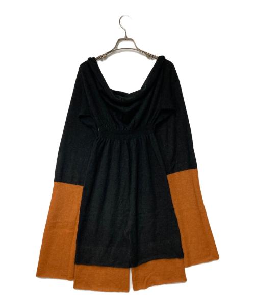 ISSEY MIYAKE（イッセイミヤケ）ISSEY MIYAKE (イッセイミヤケ) アルパカ混 バイカラー ニットオールインワン ブラック×オレンジ サイズ:2の古着・服飾アイテム