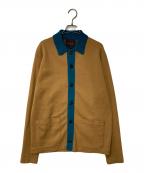 CABANキャバン）の古着「コットンカシミヤ ポロカーディガン」｜ブラウン×ブルー