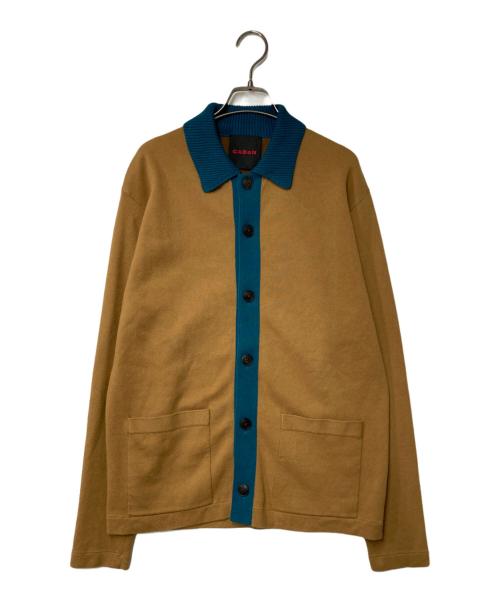 CABAN（キャバン）CABaN (キャバン) コットンカシミヤ ポロカーディガン ブラウン×ブルー サイズ:Ｍの古着・服飾アイテム