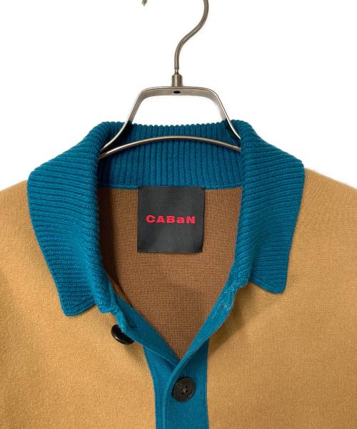 CABAN（キャバン）CABaN (キャバン) コットンカシミヤ ポロカーディガン ブラウン×ブルー サイズ:Ｍの古着・服飾アイテム