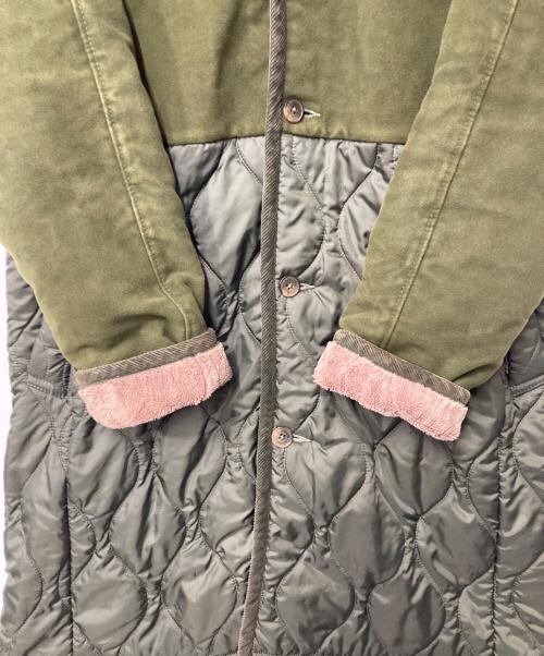 LAVENHAM（ラベンハム）LAVENHAM (ラベンハム) JOURNAL STANDARD (ジャーナルスタンダード) 切替フーデットキルティングコート グリーン サイズ:36の古着・服飾アイテム