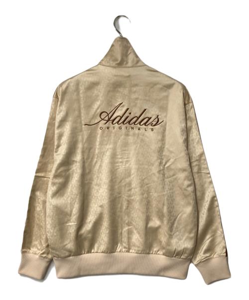 adidas（アディダス）adidas (アディダス) モノグラム サテン ファイヤーバード トラックジャケット ベージュ×ブラウン サイズ:Ｍの古着・服飾アイテム
